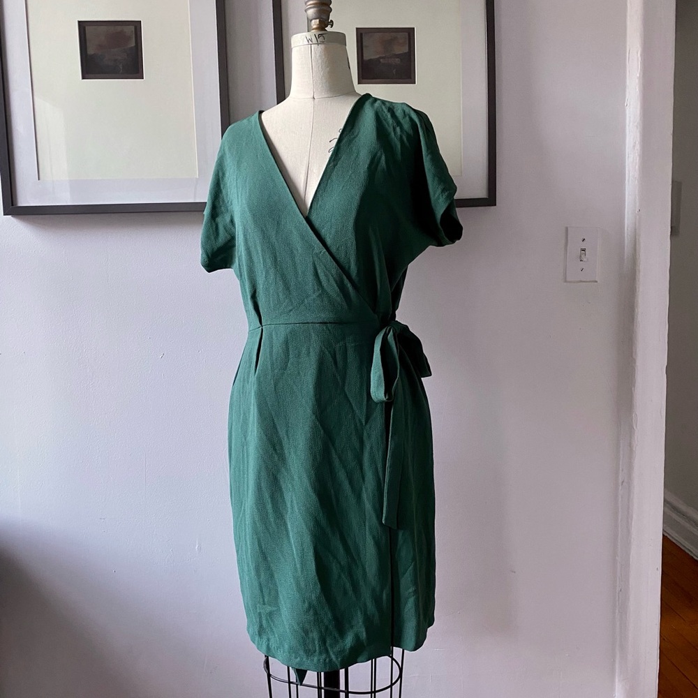 Bobeau Wrap Dress | Teal/Emerald Green | Size S